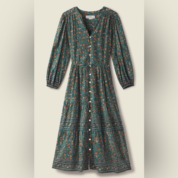 NEW TROVATA Sylvie Dress BOTANICAL BORDER SILK NWT